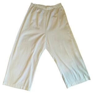 Mi Golondrina of Mexico White Elastic Waist Summer Style White Boho Pants Large